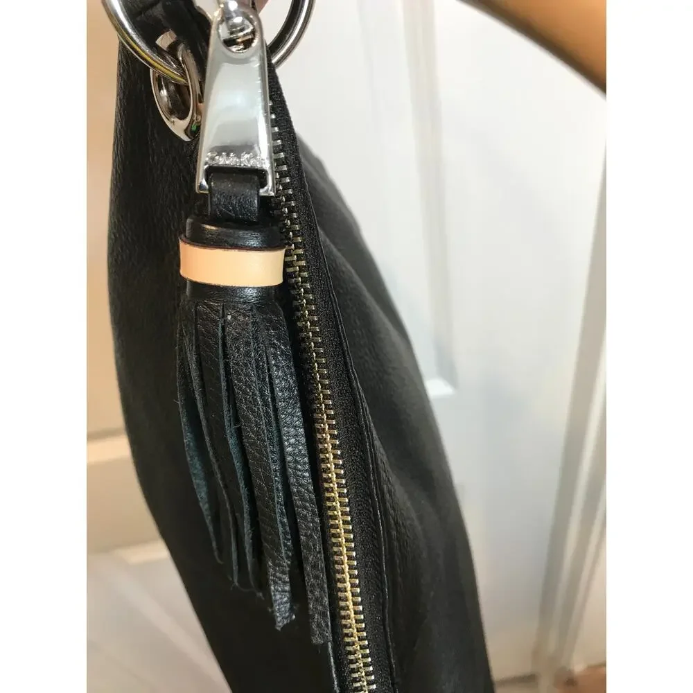 Calvin Klein Large Black Pebbled Leather Hobo Shoulder Bag EUC